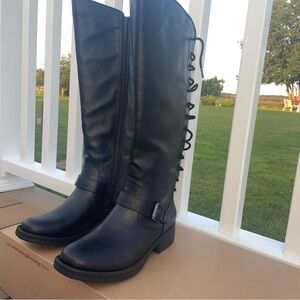 Black Lace Up Boot boot - Adjustable Shaft